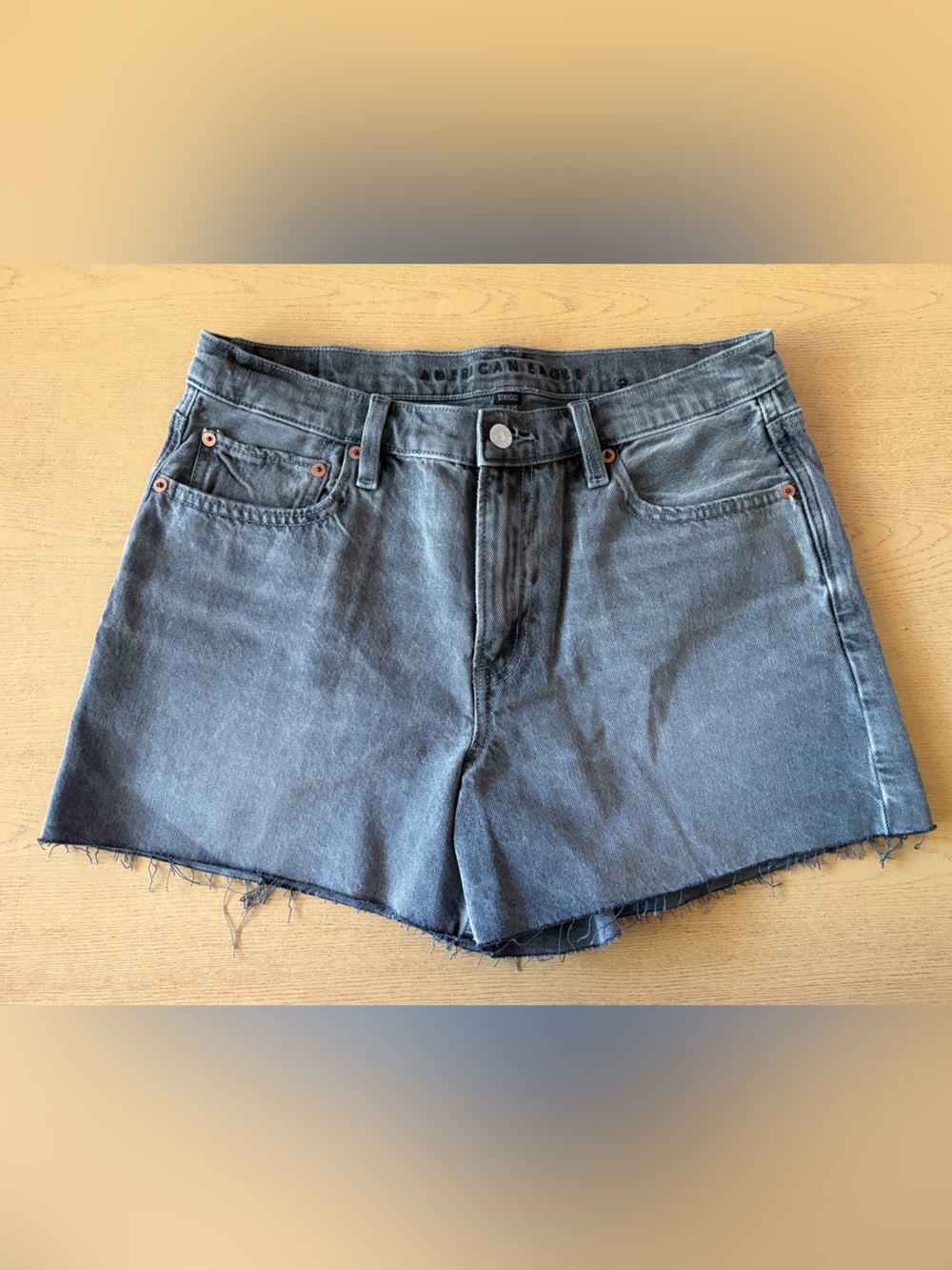 American Eagle Strigid high waisted Women's Slab grey Denim Cutoff Shorts-10